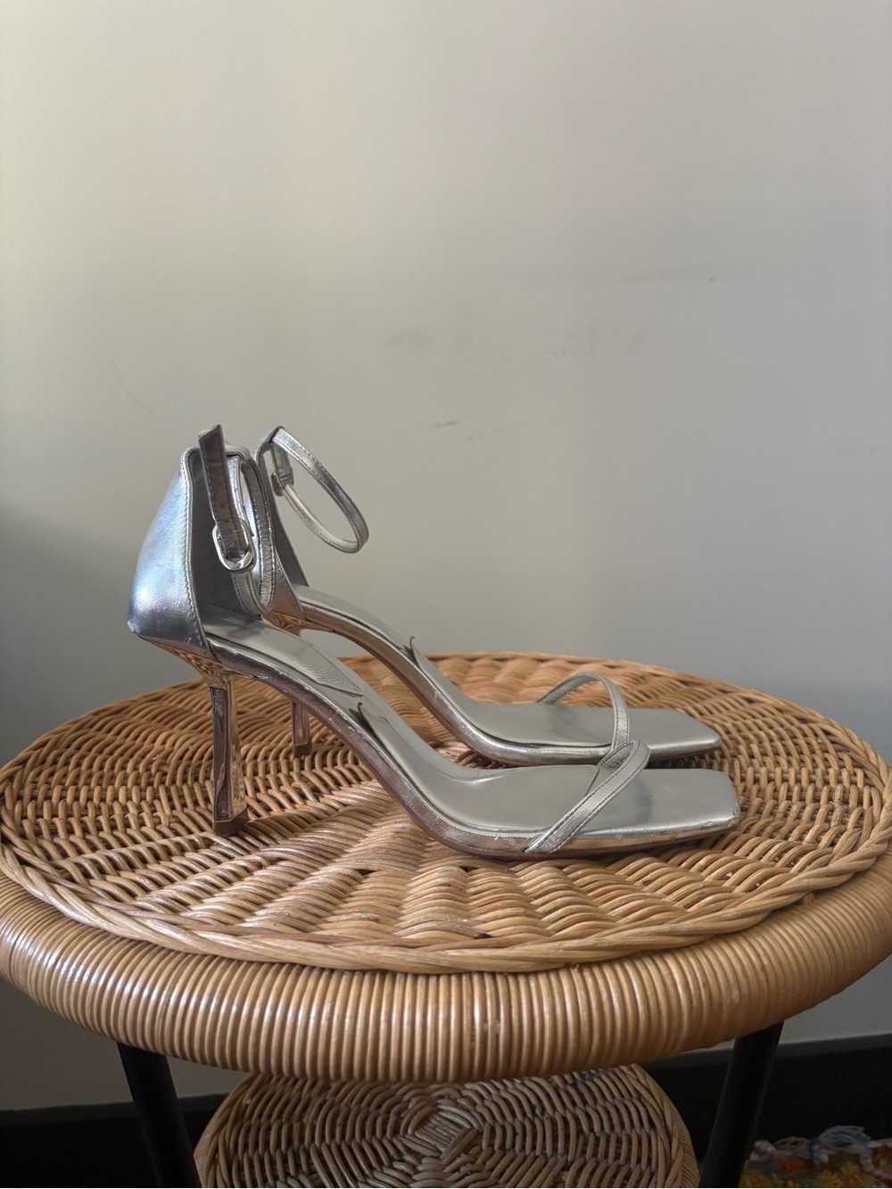 Zara Metallic Ankle-Strap High Heel Sandals